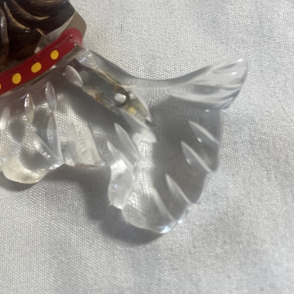 Vintage Mid Century Carved Lucite and Wood Scottie Dog Brooch Pin 1940's - Picture 4 of 11